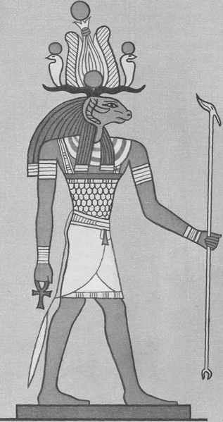 Египетский бог Харсафес на странице 58 книги Э. А. Уоллиса Баджа "Боги египтян" 1904 года, том 2[3]