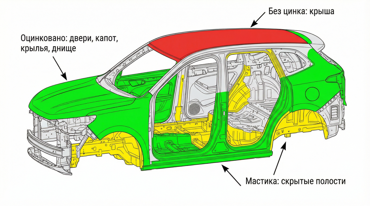 Заводская защита Haval Jolion: где есть цинк, а где только грунт