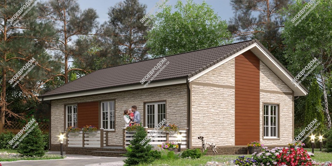 Телый и удобный одноэтажный дом 12x12 м