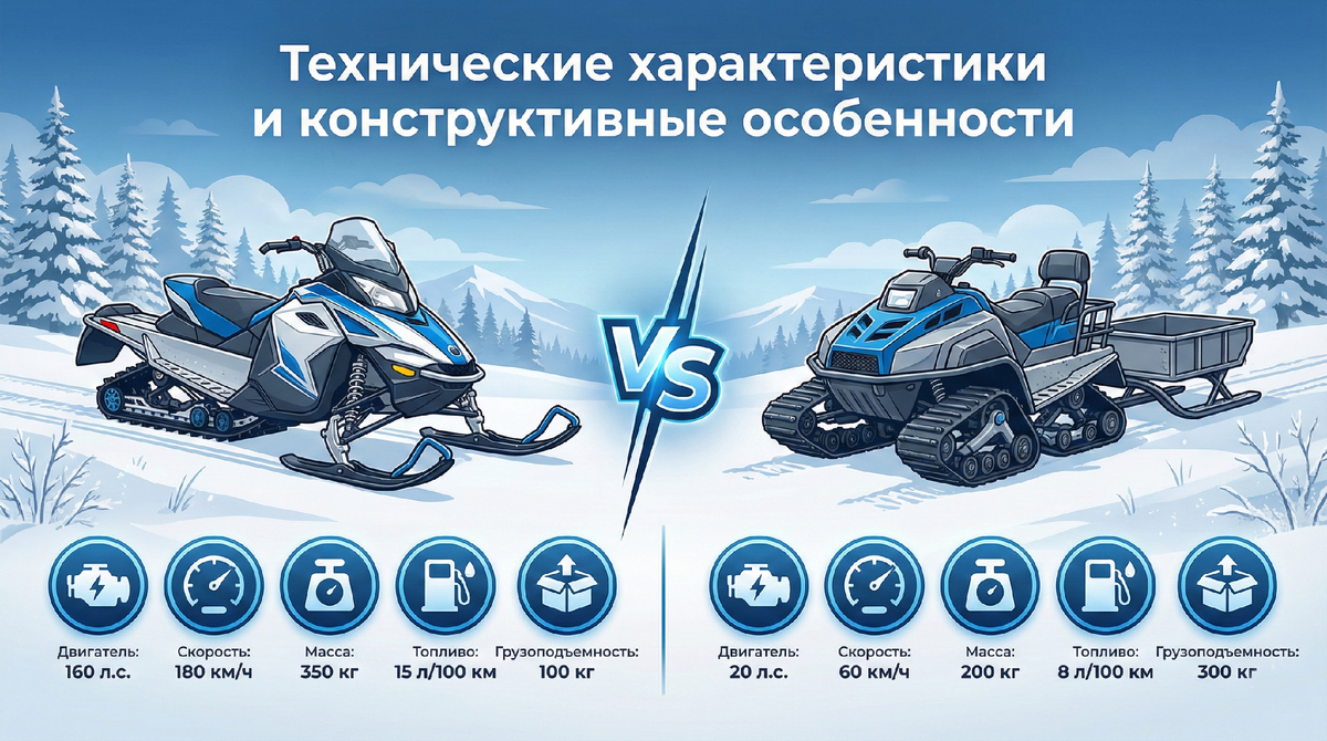 Сравнение мотобуксировщиков и снегохода