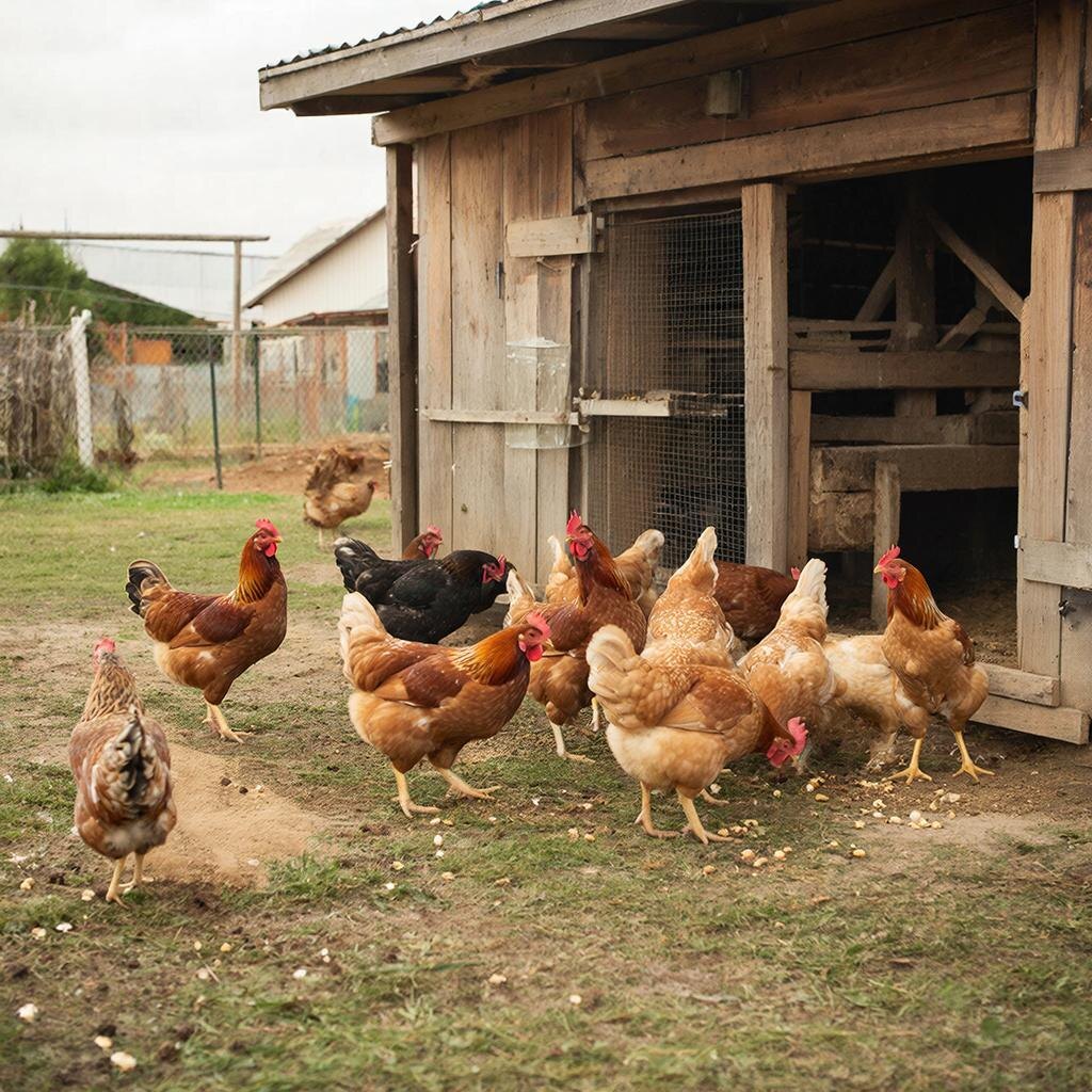 Куры. Изображение сгенерировано сервисом GigaChat 