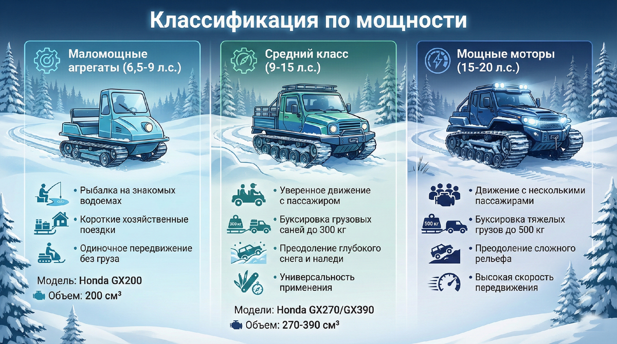 Классификация по мощности мотособак
