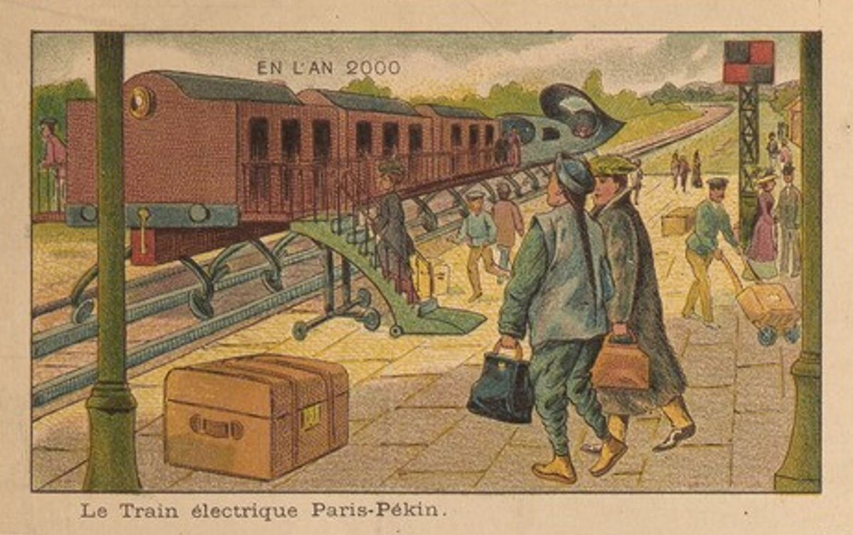 Автор: Jean-Marc Côté. The Electric Train from Paris to Beijing. Public domain.