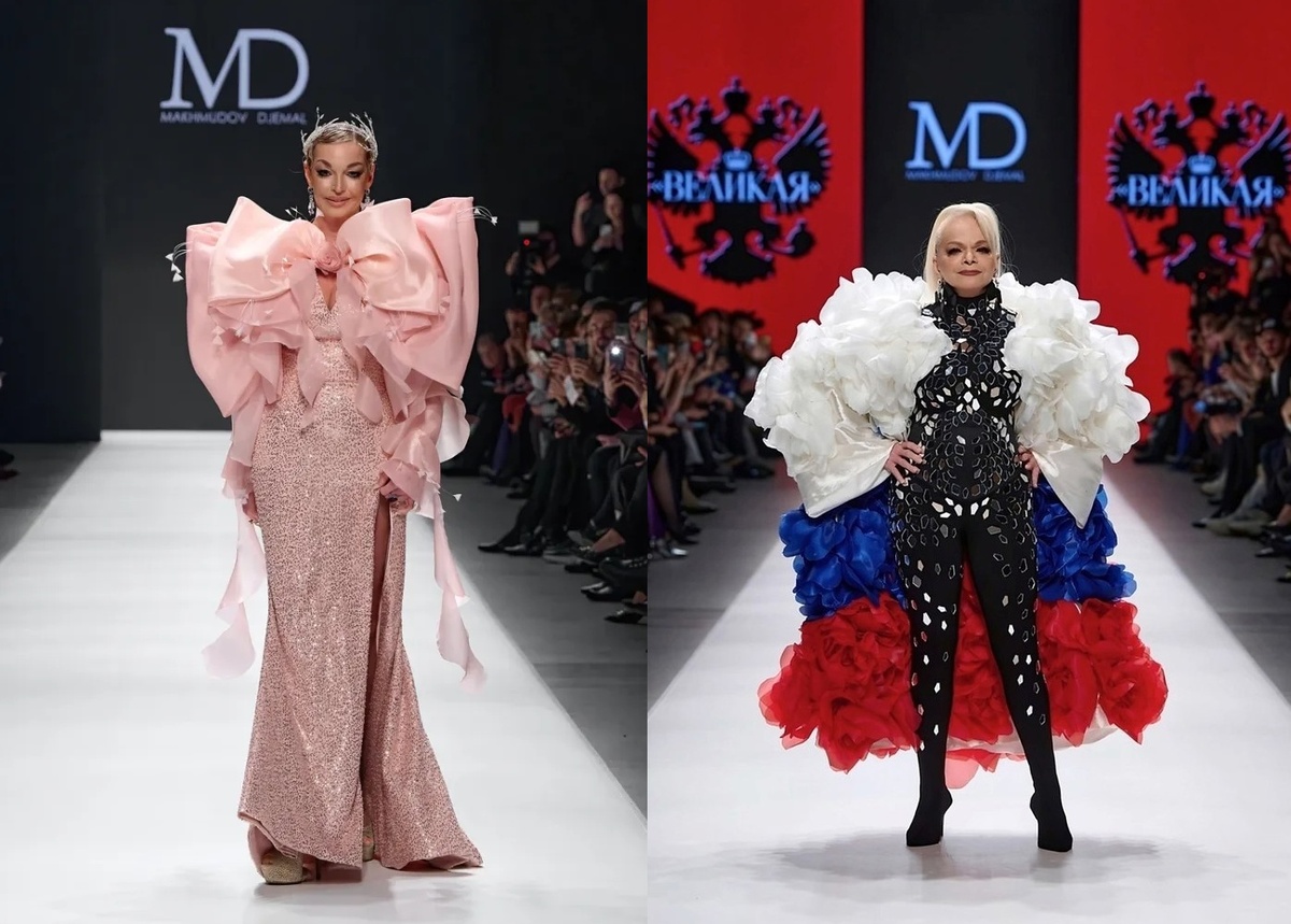 Анастасия Волочкова и Лариса Долина на показе Махмудова, март 2024 / фото: пресс-служба дизайнера