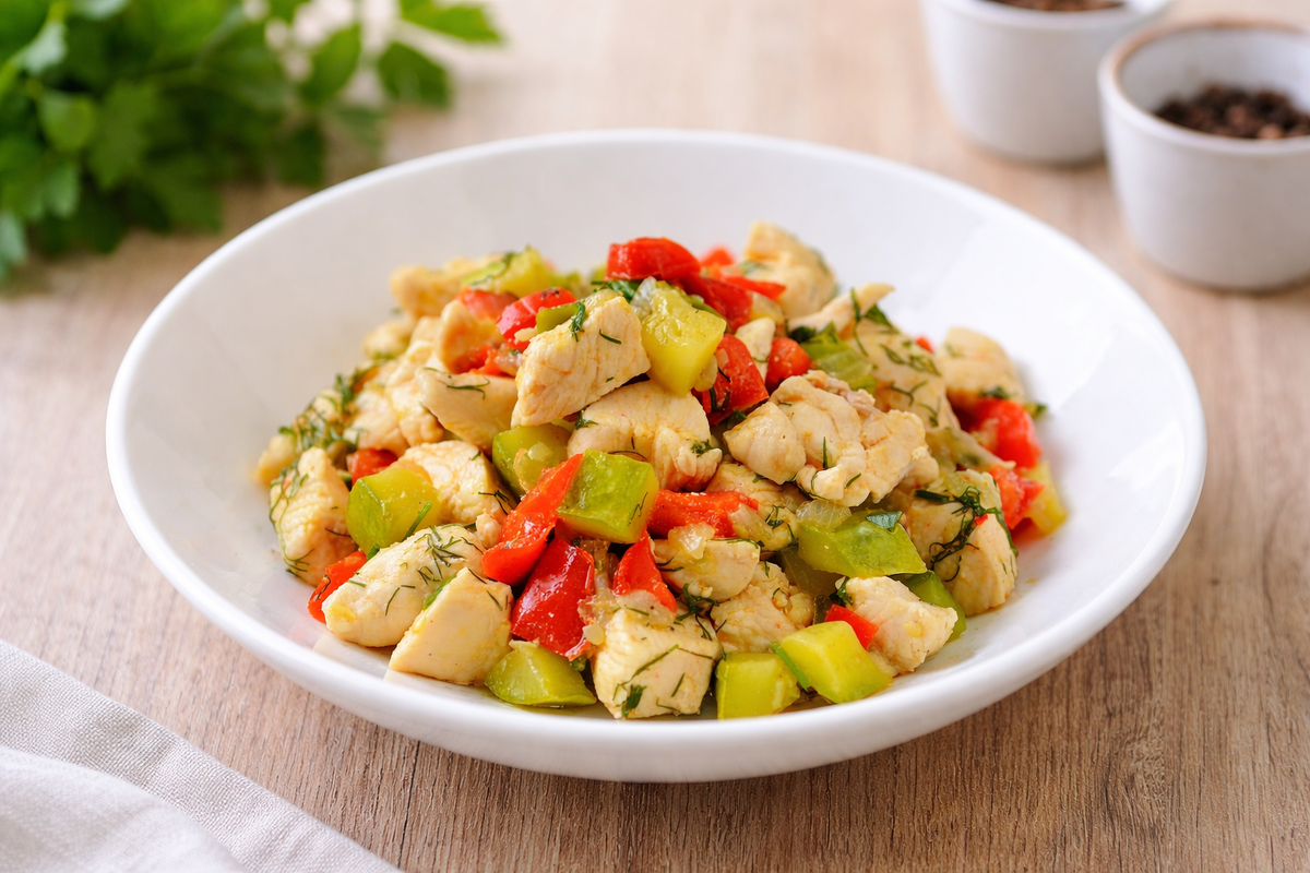 Курица с кабачком и перцем