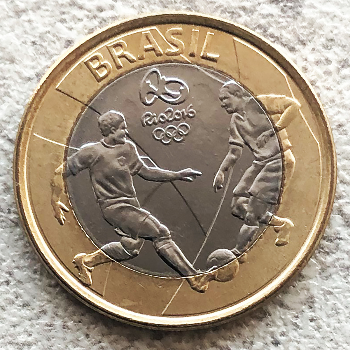 Бразилия 1 реал 2015 Летния Олимпиада в Рио 2016 Футбол. Фото автора. 