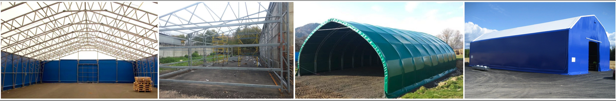 2) Изготовление тента из ПВХ. На любые укрытия, по желанию заказчика, по периметру через каждые 50 см. устанавливаются металлизированные отверстия (люверсы) для удобства крепления. Так же возможна установка и другой фурнитуры с любым шагом.Система CLEANGARD - лакировочное покрытие с двух сторон - предотвращает загрязнение и повышает устойчивость к атмосферным явлениям. Система LOWICK - препятствует воздействию УФ лучей. Содержит фунгициды, препятствующие распространению грибка и плесени.   Тентовая кровля представляет собой цельное полотно ПВХ, сваренное из отдельных деталей методом термической сварки ПВХ ткани.
3) Монтаж фурнитуры 
4) Установка на территории заказчика
Дополнительно  – производство, строительство  промышленных , складских и выставочных павильонов, ангаров выполненных с применением ткани ПВХ и других типов тканей. Компания всегда добивалась наивысших результатов предлагая клиентам высококачественные услуги и продукцию по разумной цене.