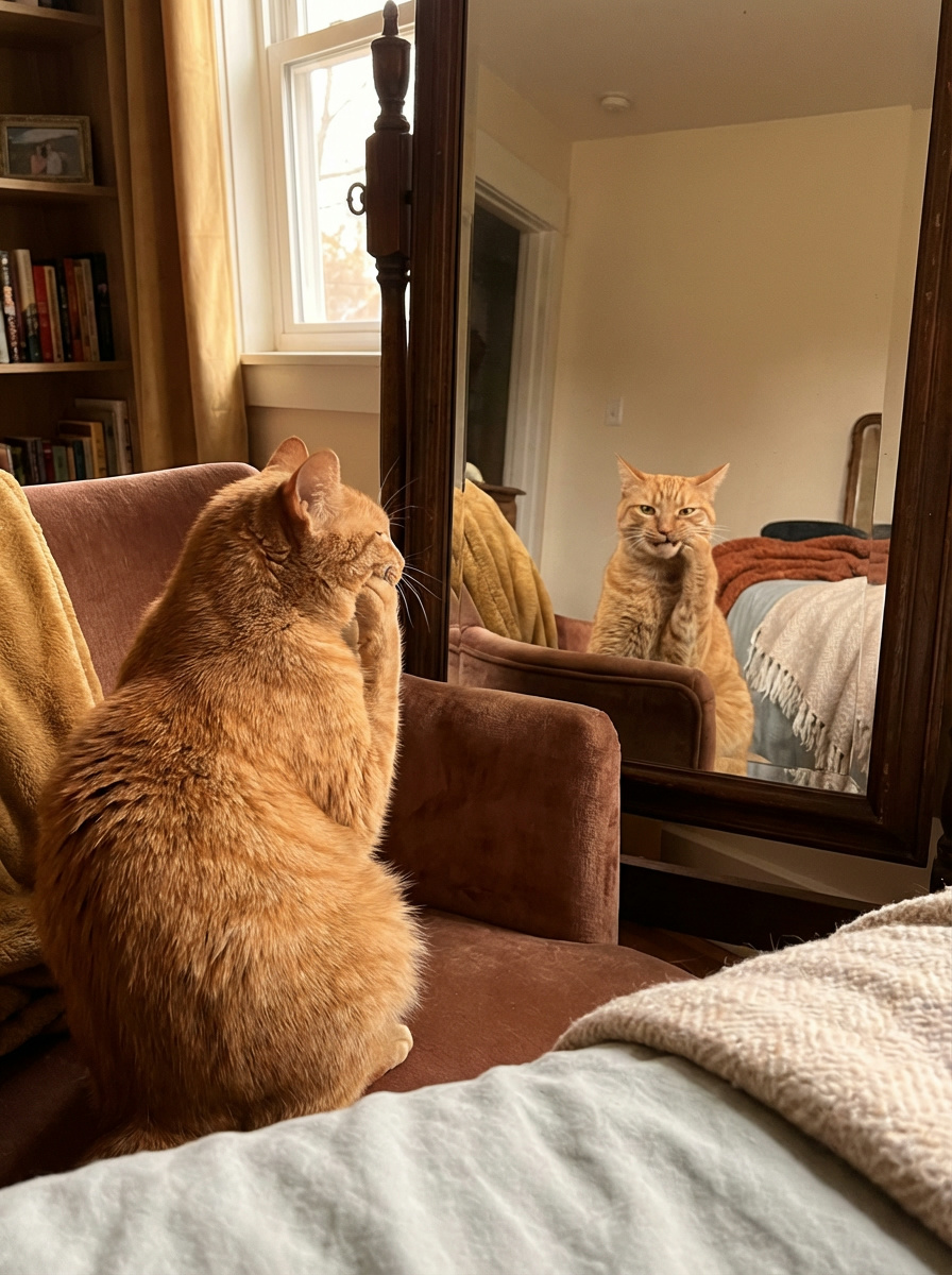 Котик выполняет упражнения йоги для лица — мягкий уход против морщин и отёков без уколов