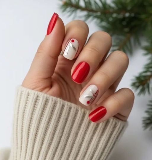 Яркий акцент праздника: идеи красного маникюра на Новый год🎄 и зимние торжества✨