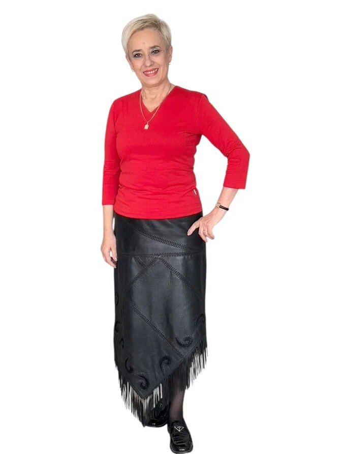 Кожаная юбка с аппликацией "Изольда". Ателье Ирины Берзиной.