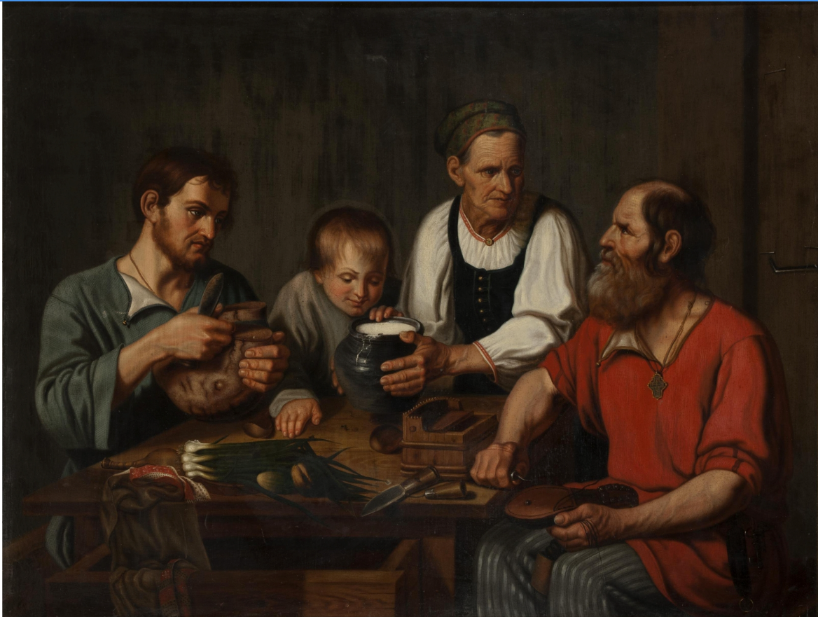 Картина " Крестьянское семейство перед обедом" (Соколов, 1831)