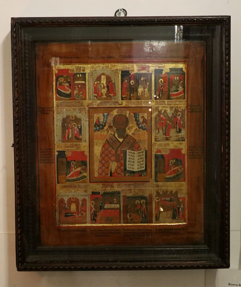 Святой Николай Чудотворец, с житием в клеймах. Храм Покрова Пресвятой Богородицы на Боровой города Санкт-Петербурга.