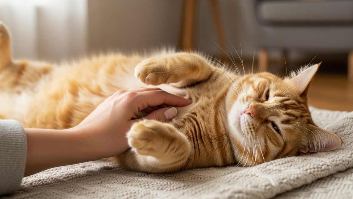 Вот она — ловушка! Сначала кот разрешает гладить животик, потом устраивает засаду. Классика жанра.