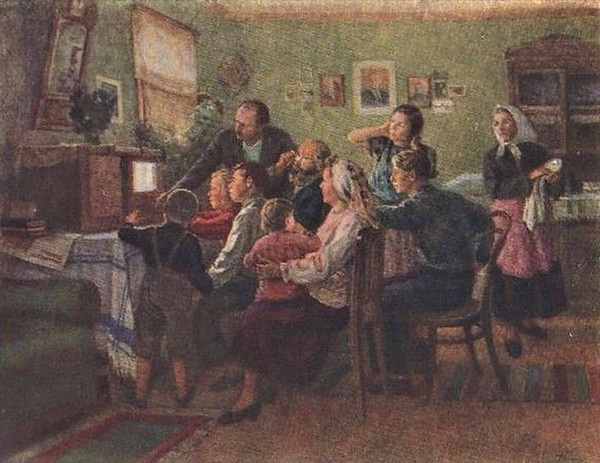 Шелманов Георгий Семенович (1914-1972) «У телевизора. Новая передача». 1954 г.