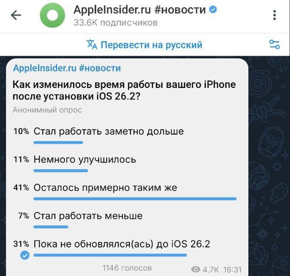    Наши читатели рассказали, как держат заряд их Айфоны с iOS 26.2
