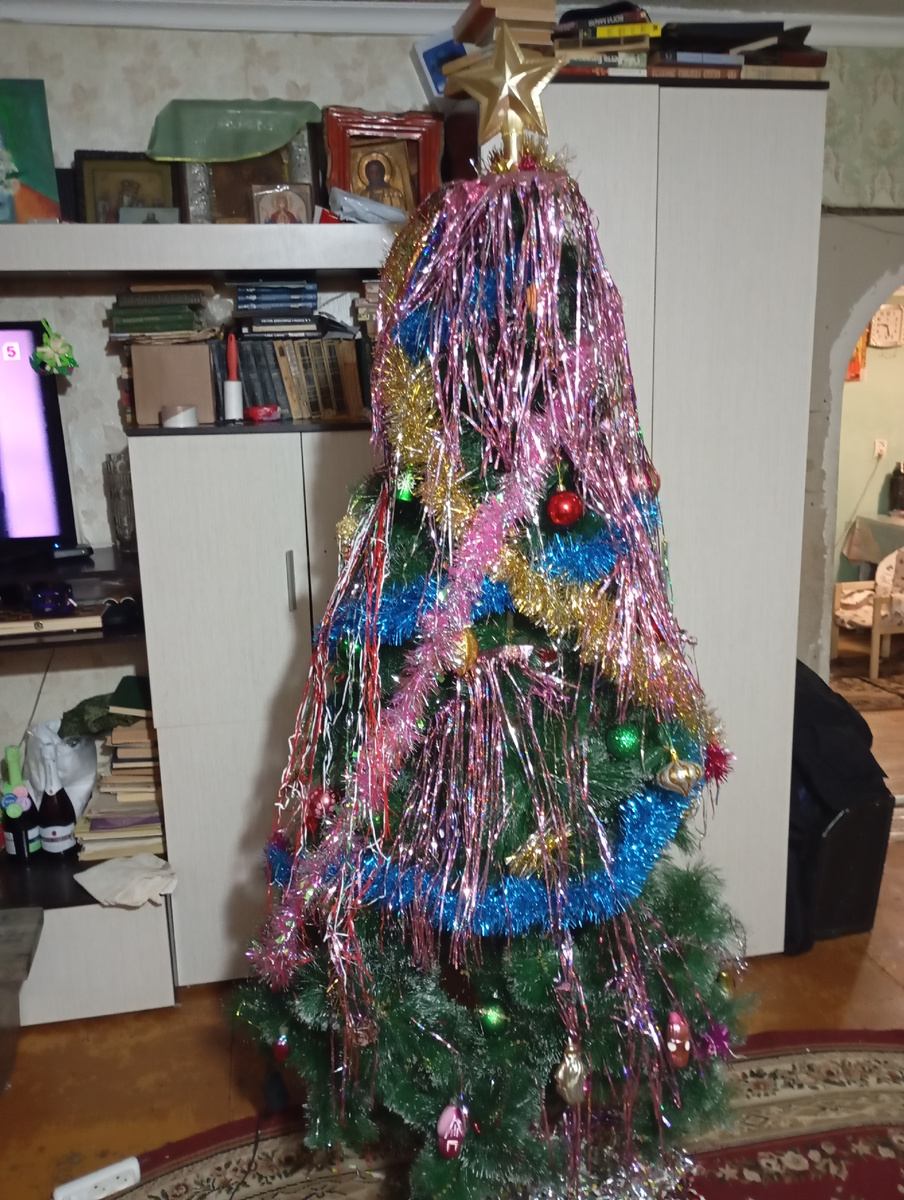 Дети не выдержали и нарядили ёлку, все-таки новый год скоро.... 