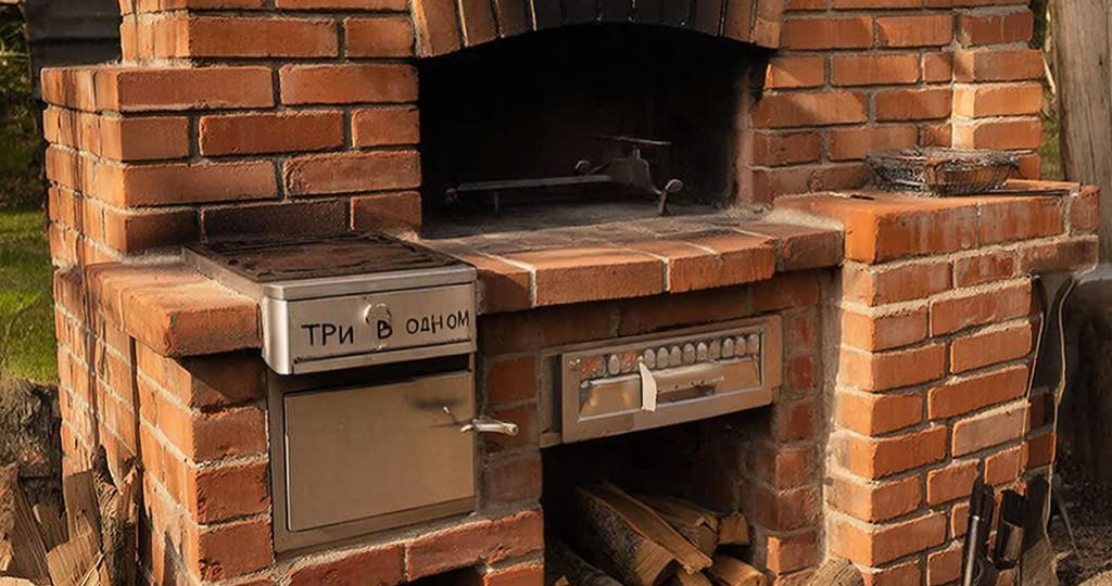 Уличная печь-камин «три в одном»: мангал, плита и коптильня в одном кирпичном корпусе