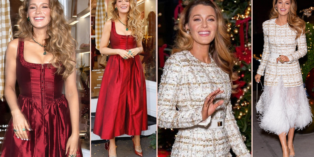 Блейк Лайвли в двух вариантах праздничного наряда