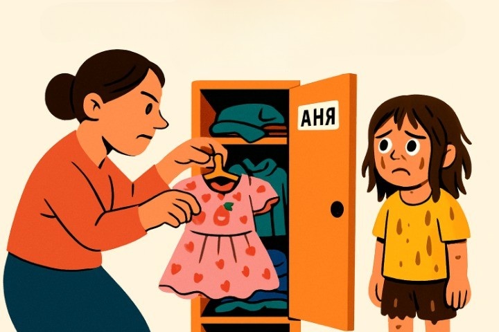 Прихожу в сад, а НАШЕ платье на другой девочке, и уже в супе. Воспитатель взяла без спроса, потому что мама Маши забыла сменку