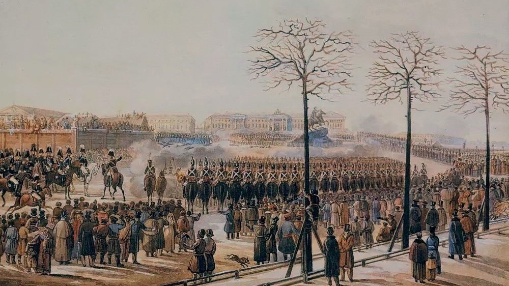 Санкт-Петербург. Сенатская площадь 14 декабря 1825 года. Рисунок Карла Ивановича Кольмана 