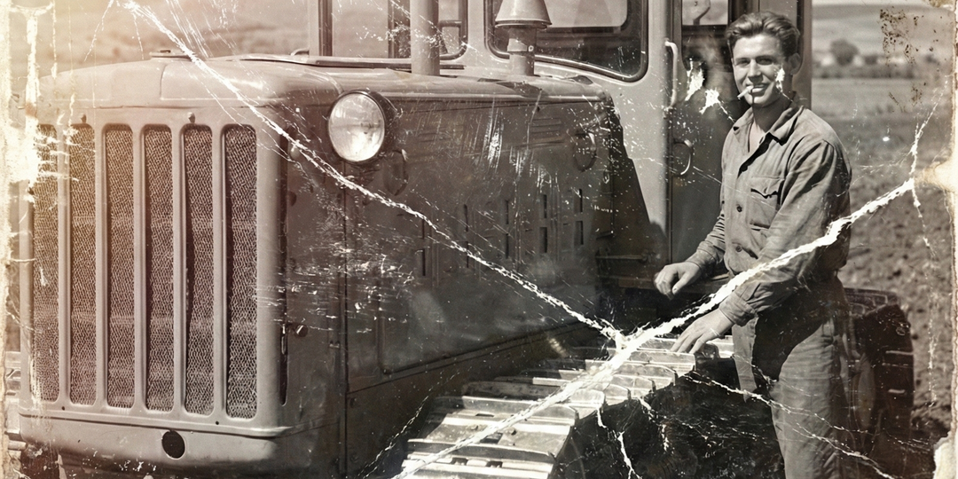 «Батя подмигнул мне с того света»: Как я восстановил старое фото с ДТ-54 и увидел детали, которых не замечал 40 лет