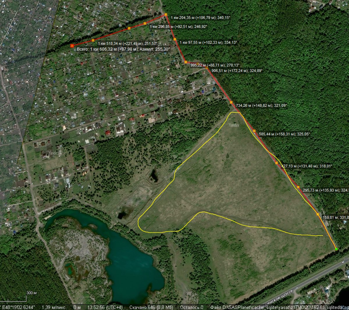 Красным цветом - то,что прошли мы пешком. Желтым - то, что планировали сделать.