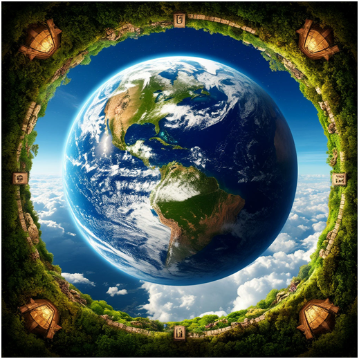 Сгенерировано ИИ- взгляд с Небес на жизнь на Земле.