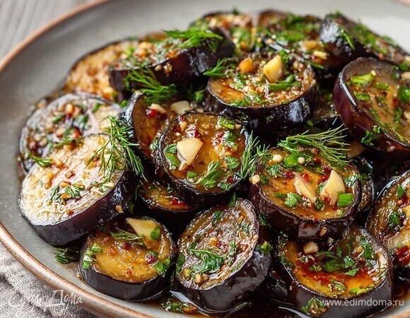 Маринованные баклажаны с чесноком и зеленью