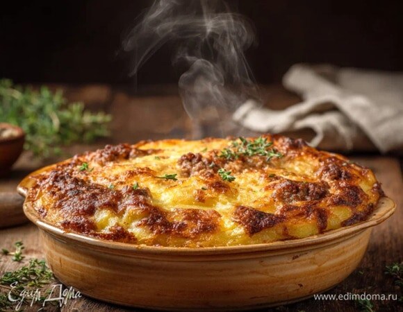 Картофельная запеканка с мясным фаршем и сыром