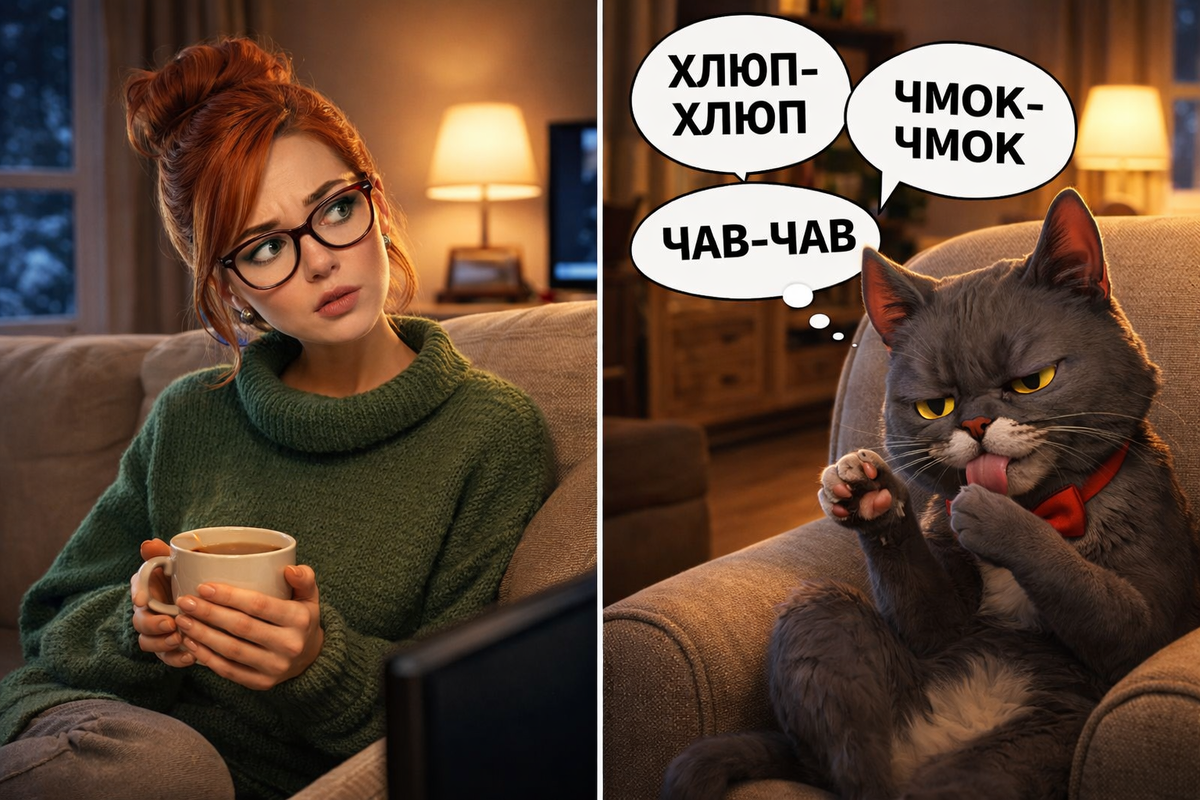 Иллюстрация создана автором с помощью нейросети специально для статьи
"Тайный вечерний ритуал: когда кошачий педикюр превращается в навязчивую идею и сигнал SOS"