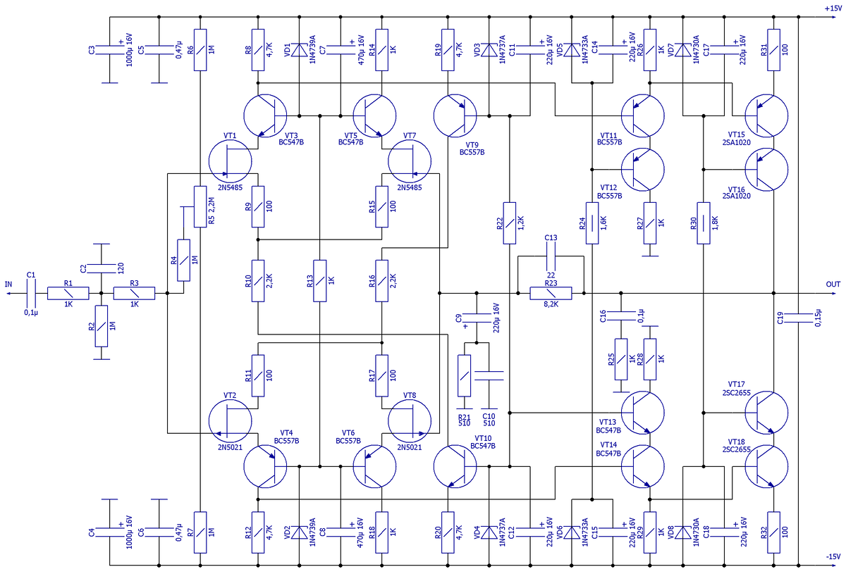Схема электрическая принципиальная HI-FI предусилителя