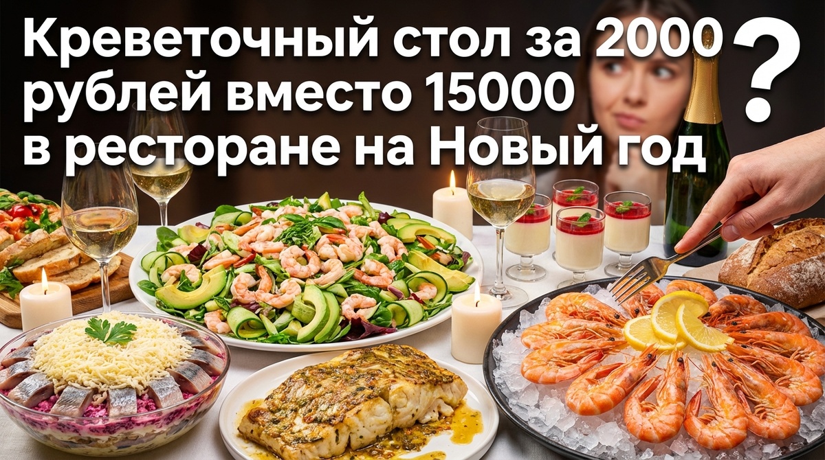 Креветочный стол за 2000 рублей вместо 15000 в ресторане на Новый год