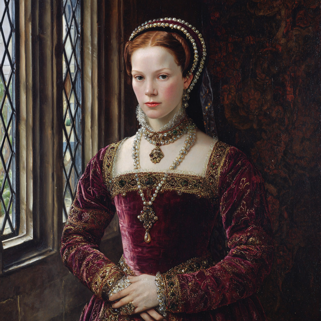 Мария I держит руки на животе