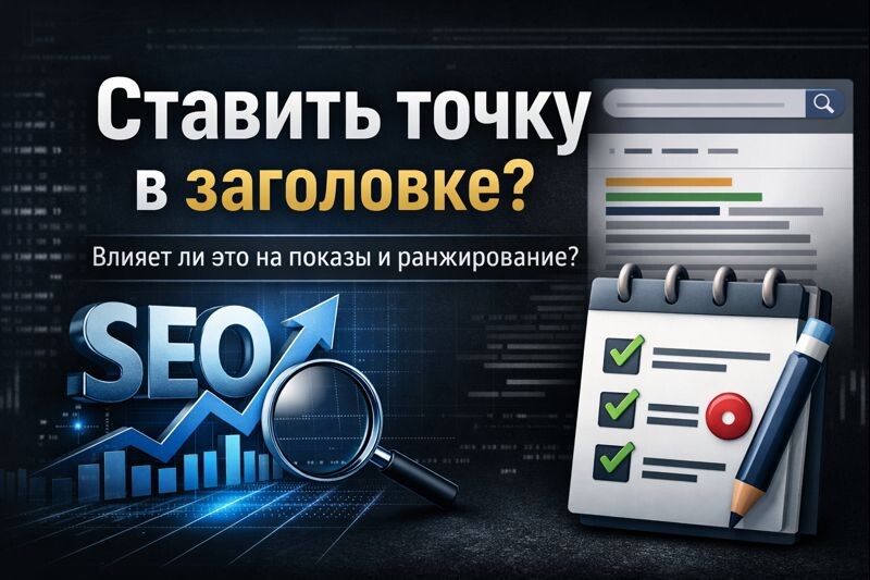 Точка в заголовке - минус в показах