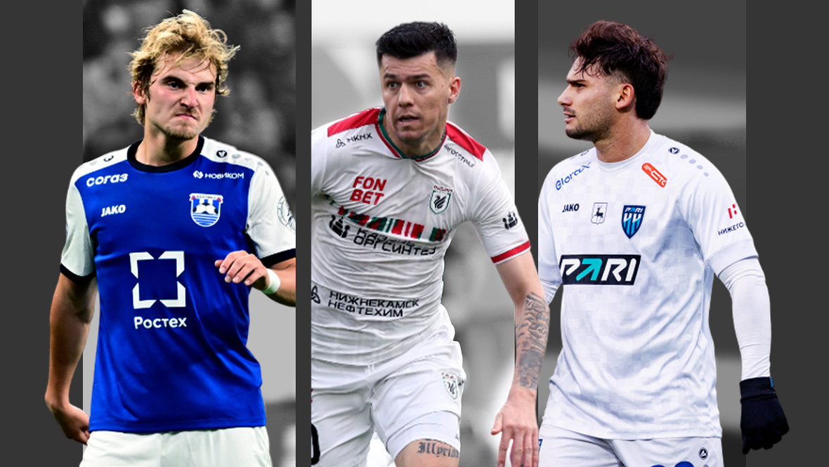   Максим Петров («Балтика»), Мирлинд Даку («Рубин»), Хуан Боселли («Пари НН»).Global Look Press, Федор Успенский, ФК «Пари НН»