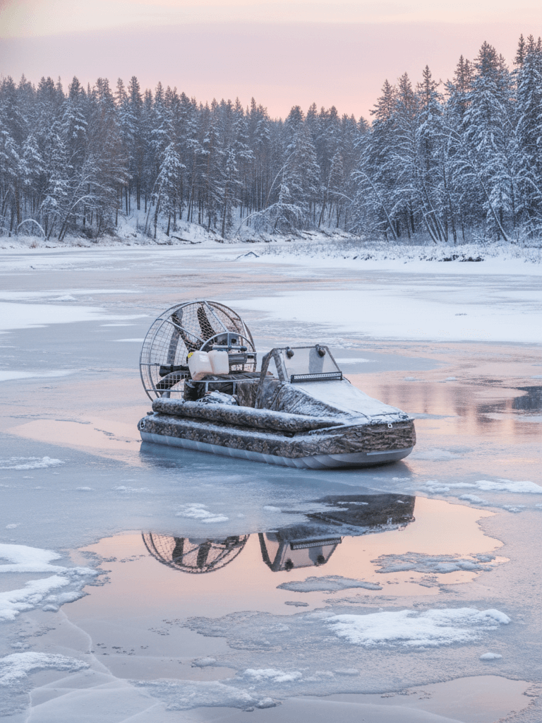 Аэролодка Берег зимой
