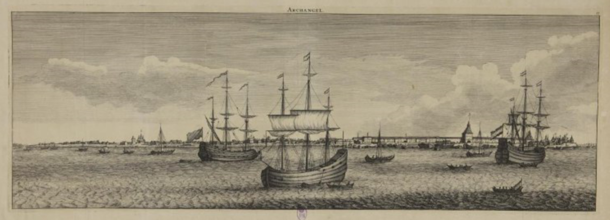 Архангельск (Корнелий де Бруин Путешествие через Московию. Амстердам, 1711)  "Государственный музей изобразительных искусств имени А.С. Пушкина" ГР-58899
