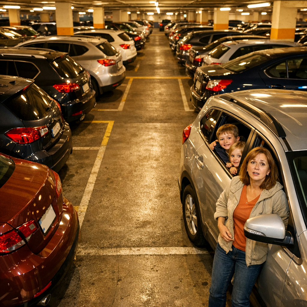 Марина в момент принятия решения — парковаться или ехать дальше

