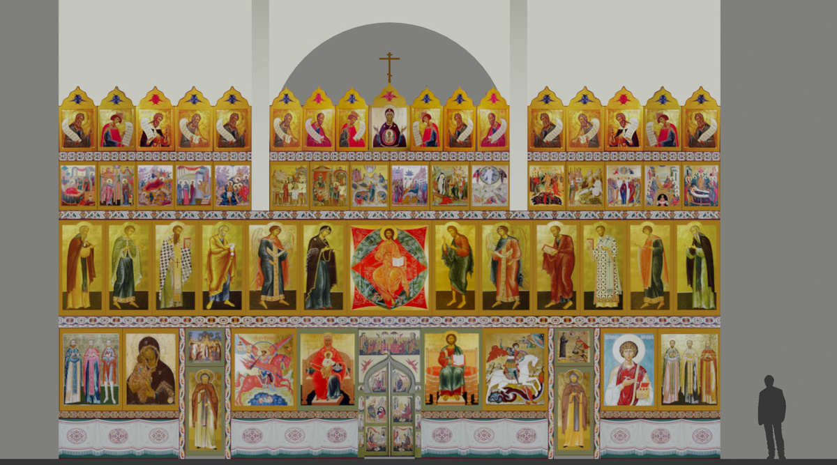 Иконостас Георгиевского храма  при патриаршем подворье в Зеленограде