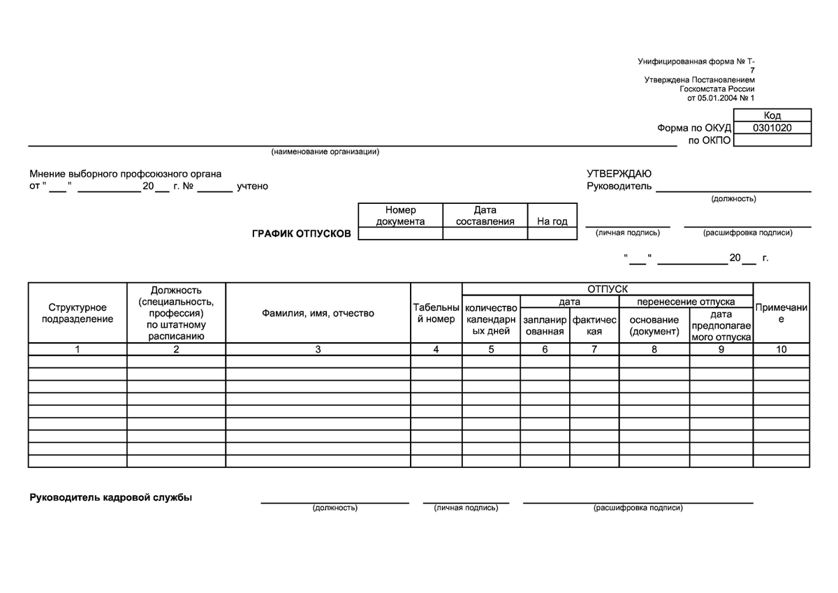Образец формы Т-7. Источник: https://www.consultant.ru/document/cons_doc_LAW_32449/302514e64de77a98e2519e6c2219cb50e8f3a2c3/ 
