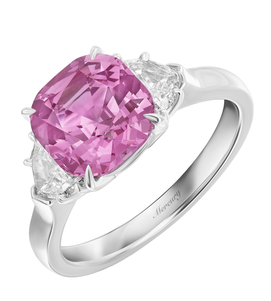 Кольцо Mercury Color из белого золота с бриллиантами и центральной шпинелью