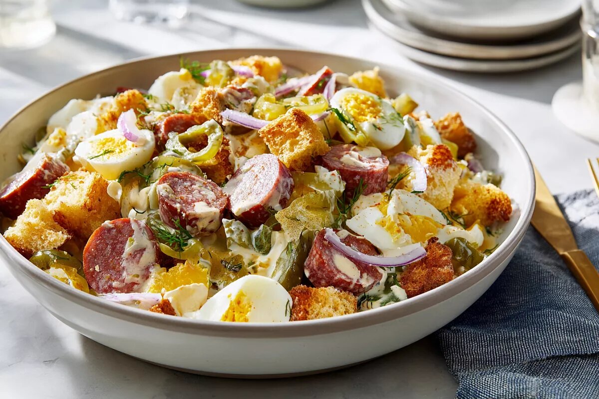    Заправка получается пикантной и ароматной — она делает салат особенным