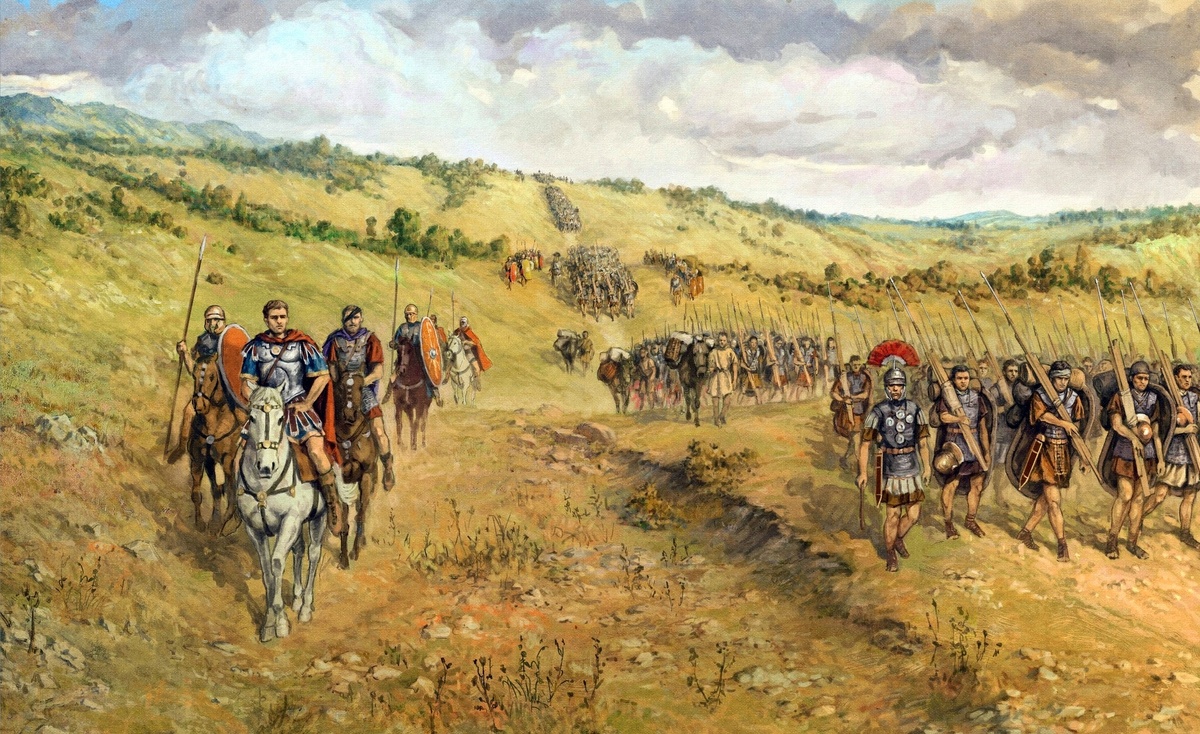 Легионы на марше в начале I века. Художник: Mateusz Przeklasa