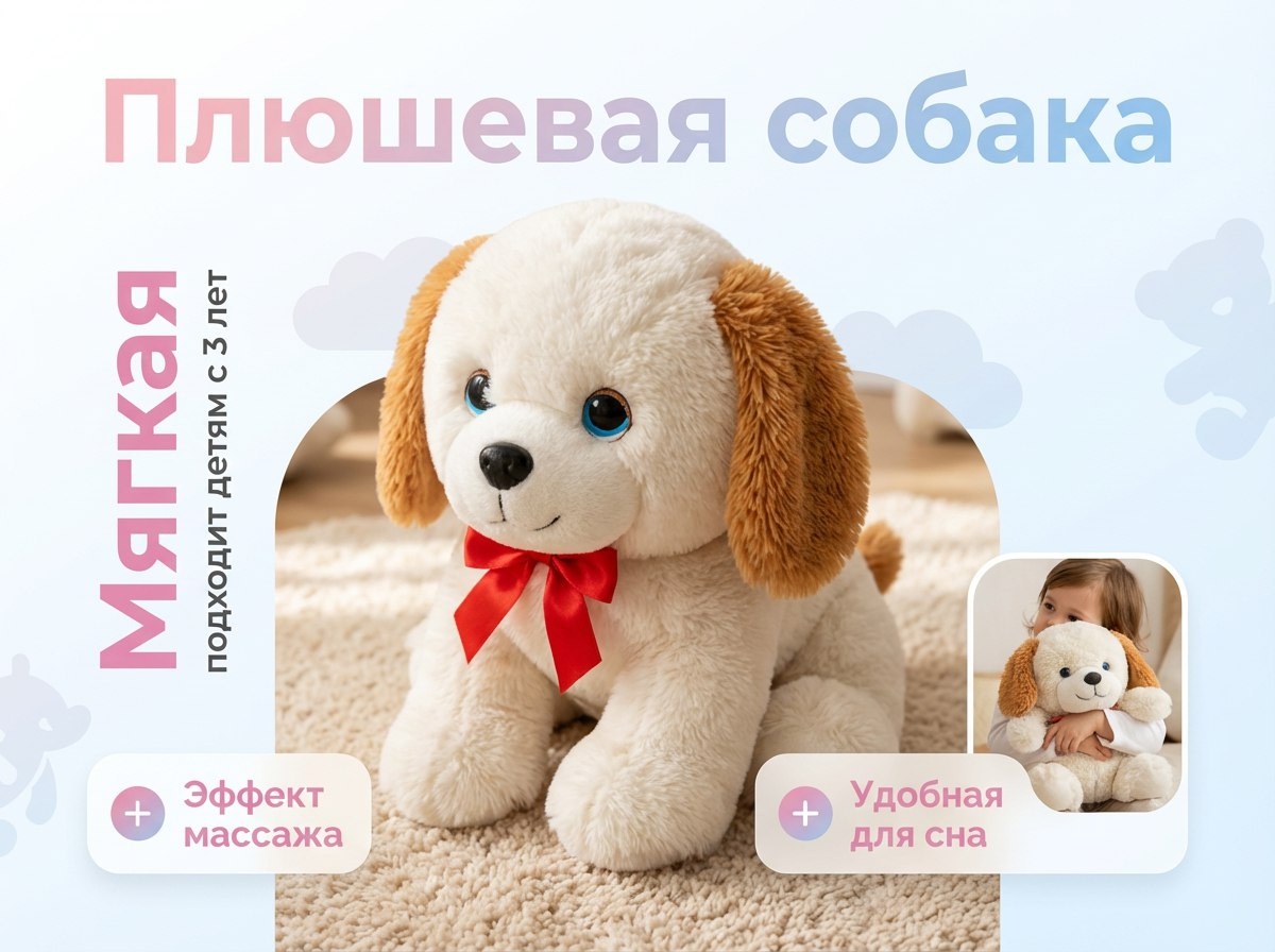 Инфографика плюшевой собаки