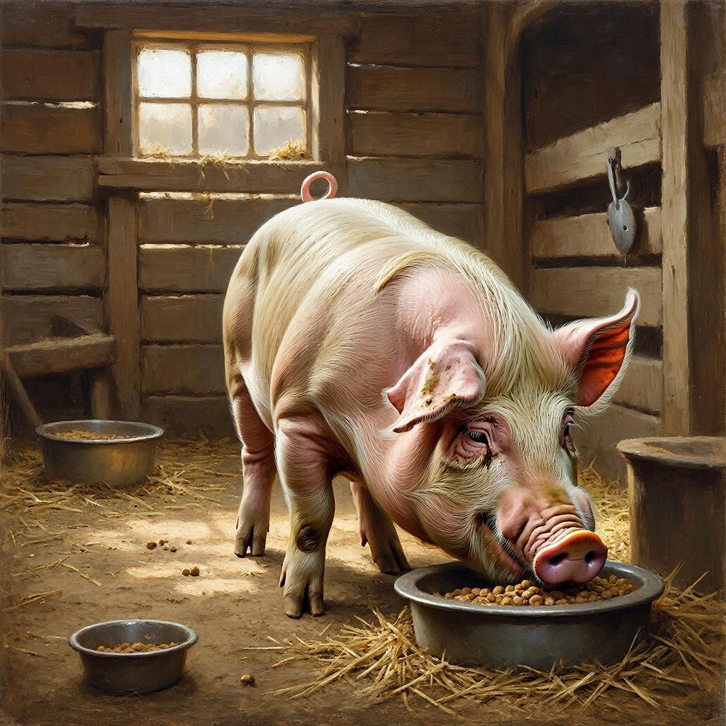Свинья. Изображение сгенерировано сервисом GigaChat 