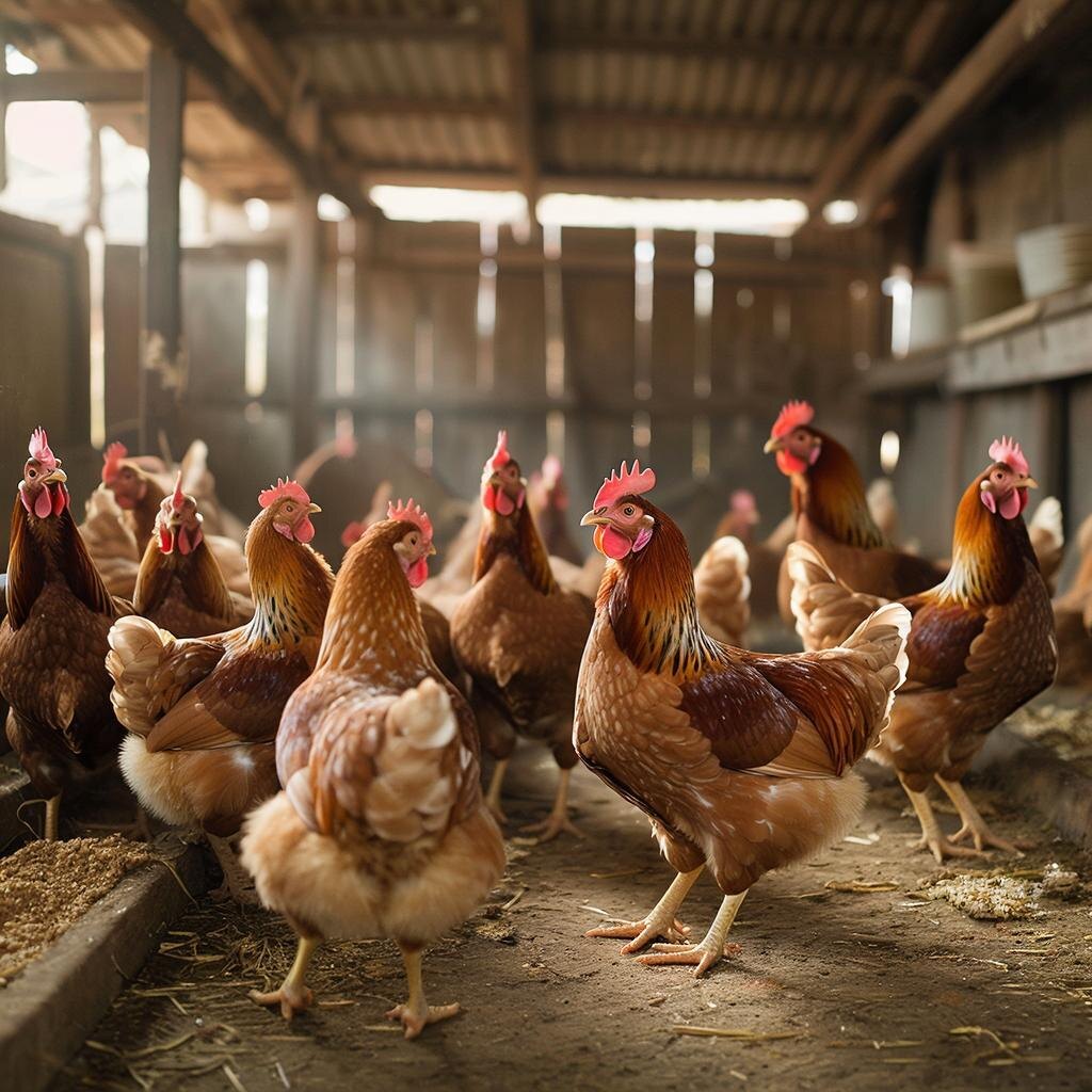 Куры. Изображение сгенерировано сервисом GigaChat 