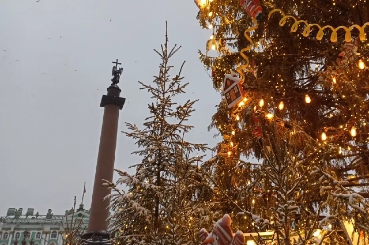   Главную елку Петербурга украсили ретро-игрушками и серпантином