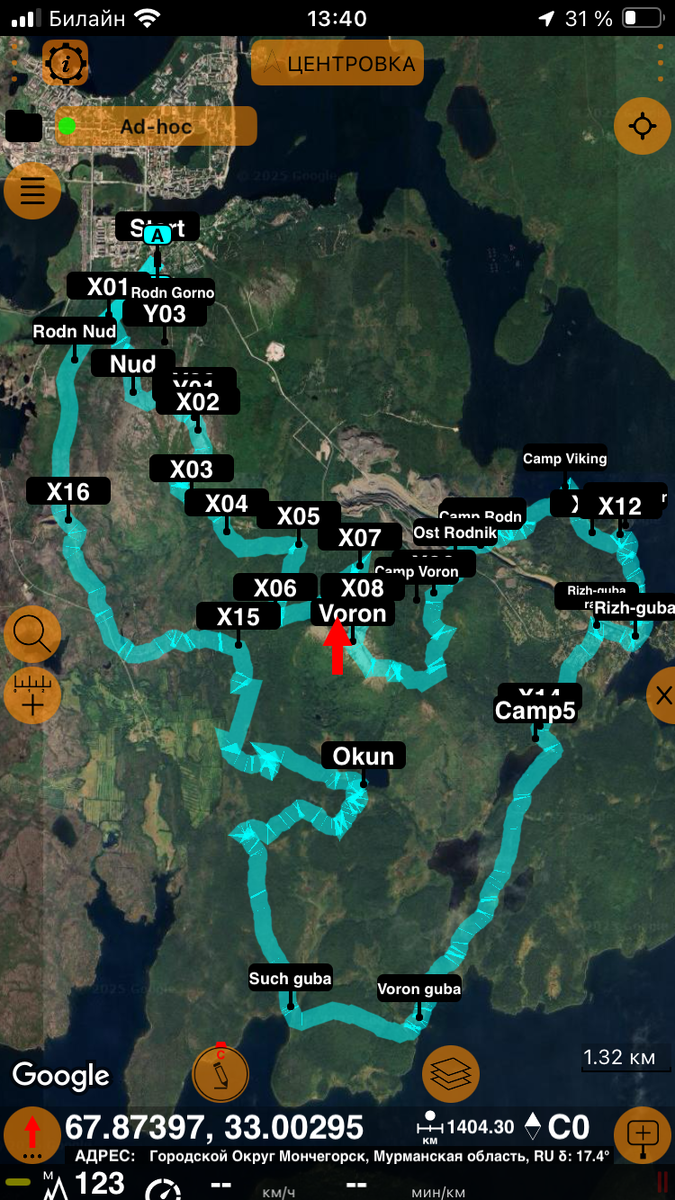 Так выглядит маршрут, загруженный в навигационное приложение смартфона