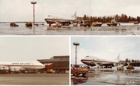 Боинг-747 авиакомпании JAL на перроне аэропорта Шереметьево-2, 5 и 6 марта 1982 года