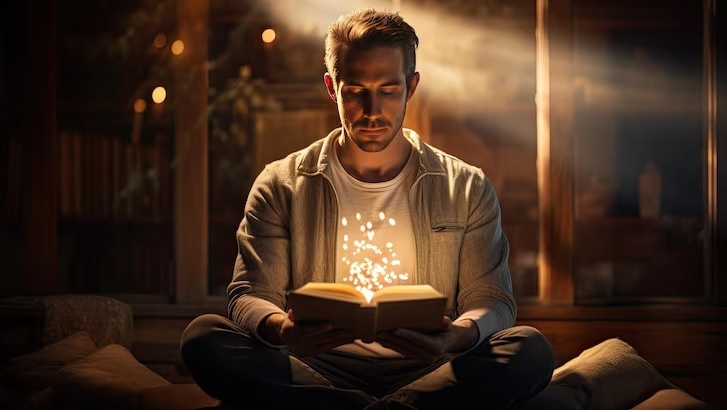 мужчина читает 